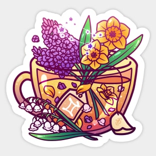 Gemini Zodiac Teacup Sticker